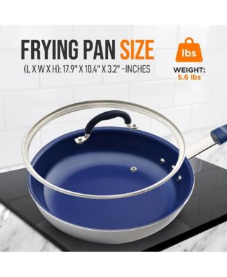 10'' Medium Fry Pan with Lid - Non-stick Pan with Silicone Handle, Ceramic Coating Inside
