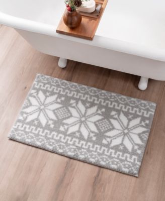 Martha Stewart Collection - Snowflake Fair Isle Bath Rug, 20" x 32"