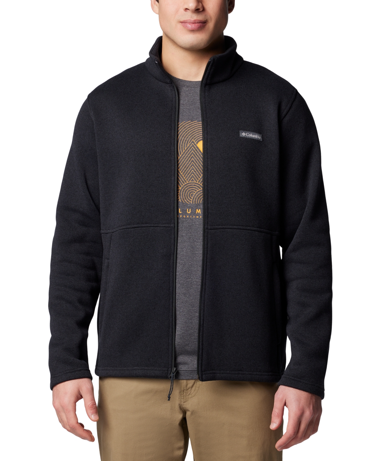 Men's Alto Pass Textured Knit Zip-front Jacket In Black