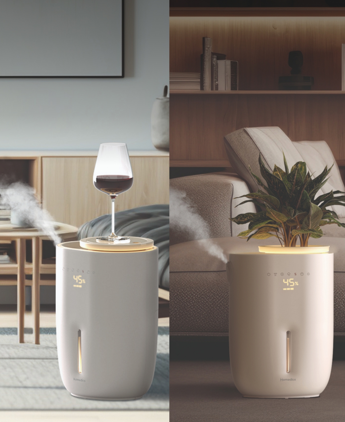 Homedics Warm Cool Mist Humidifier With Small Planter In White