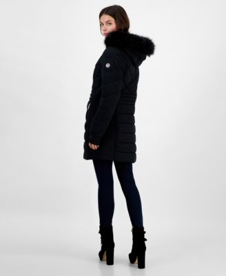 Women's Faux-Fur-Trim Hooded Puffer Coat