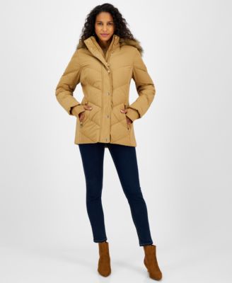 Women s Faux Fur Trim Hooded Puffer Coat Created for Macy s