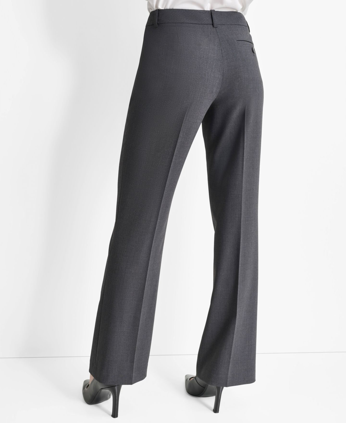 Женские брюки DKNY Mid-Rise Straight Leg, цвет: Угольный — фото 2