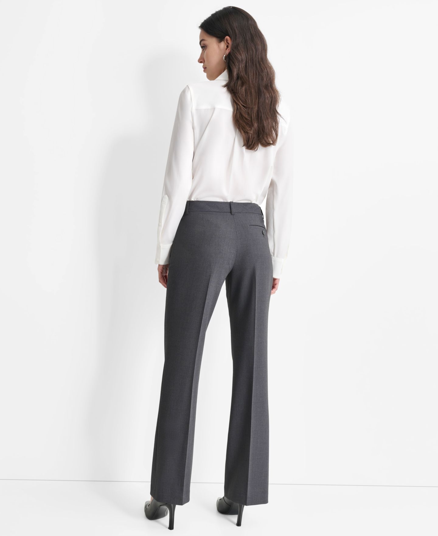 Женские брюки DKNY Mid-Rise Straight Leg, цвет: Угольный — фото 5
