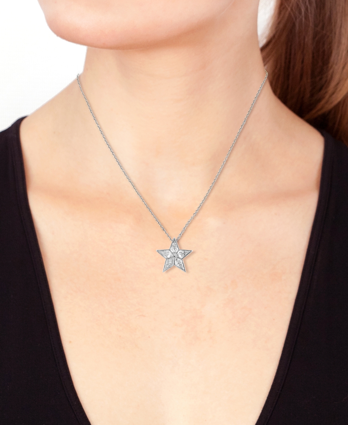 Shop Effy Collection Effy Lab Grown Diamond Fancy-cut Star Pendant Necklace (1 Ct. T.w.) In 14k White Gold, 17" + 2" Exte