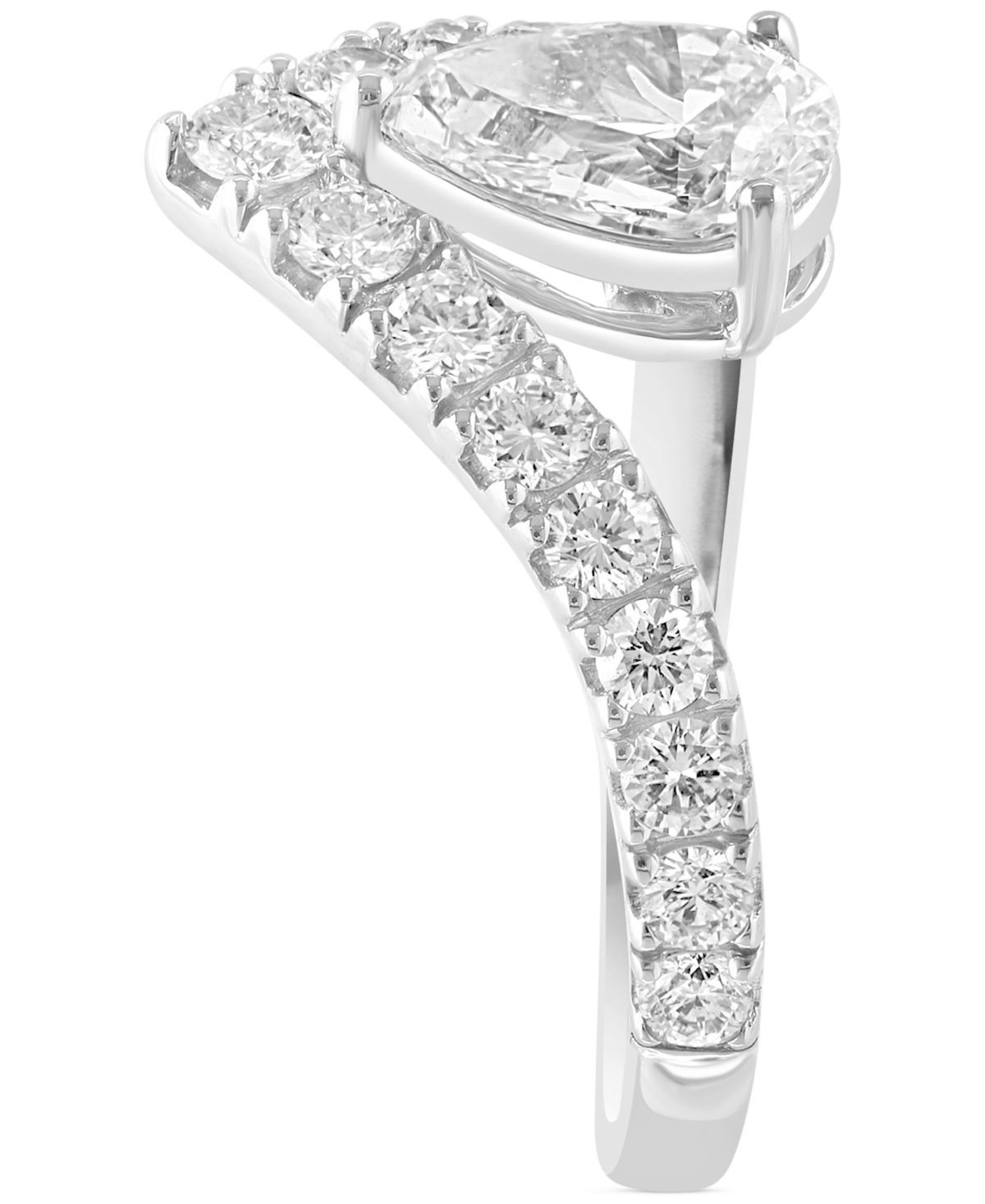 EFFY COLLECTION EFFY LAB GROWN DIAMOND PEAR & ROUND CHEVRON RING (1-5/8 CT. T.W.) IN 14K WHITE GOLD 