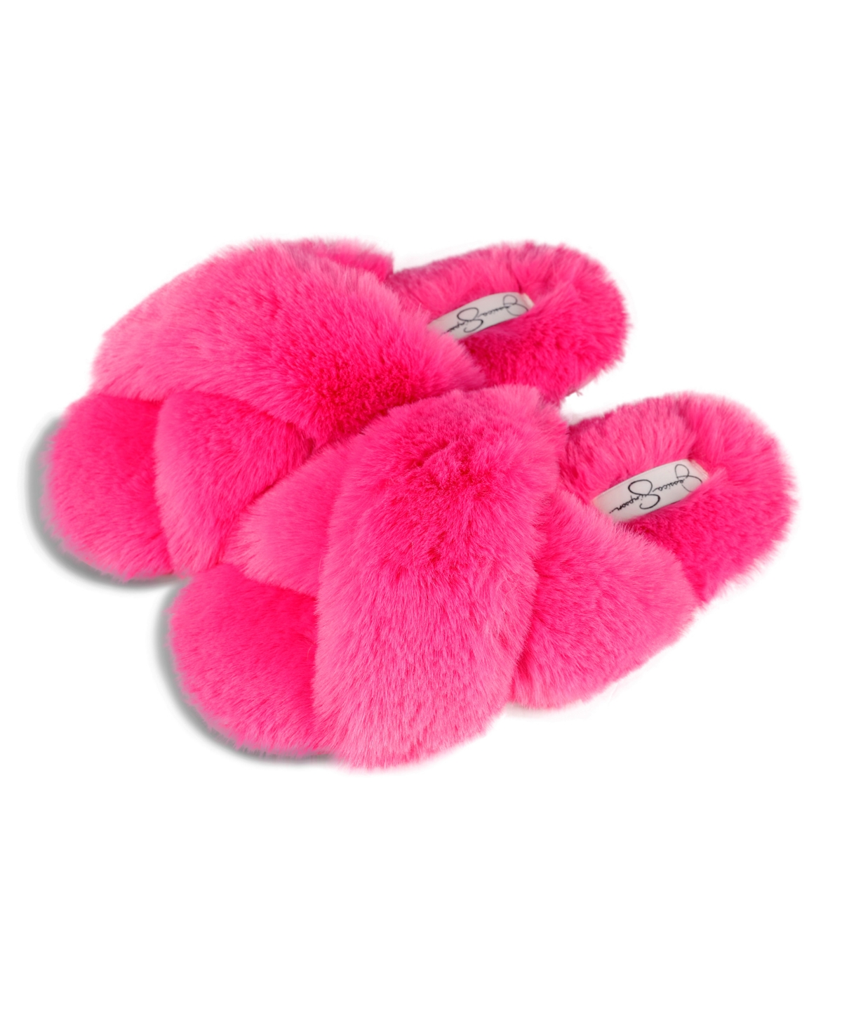 Shop Jessica Simpson Women's Extra Soft High Plush Cross Band Slide Slippers In Camel