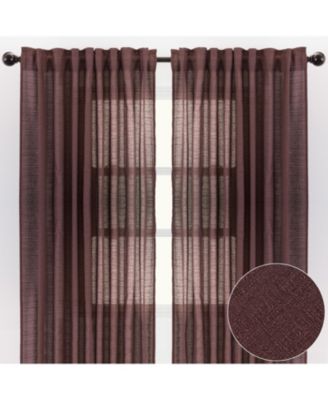 2-Panel Faux Belgian Flax Semi-Sheer Textured Curtains for Living Room, Bedroom & Patio – Privacy Drapes & Home Decor
