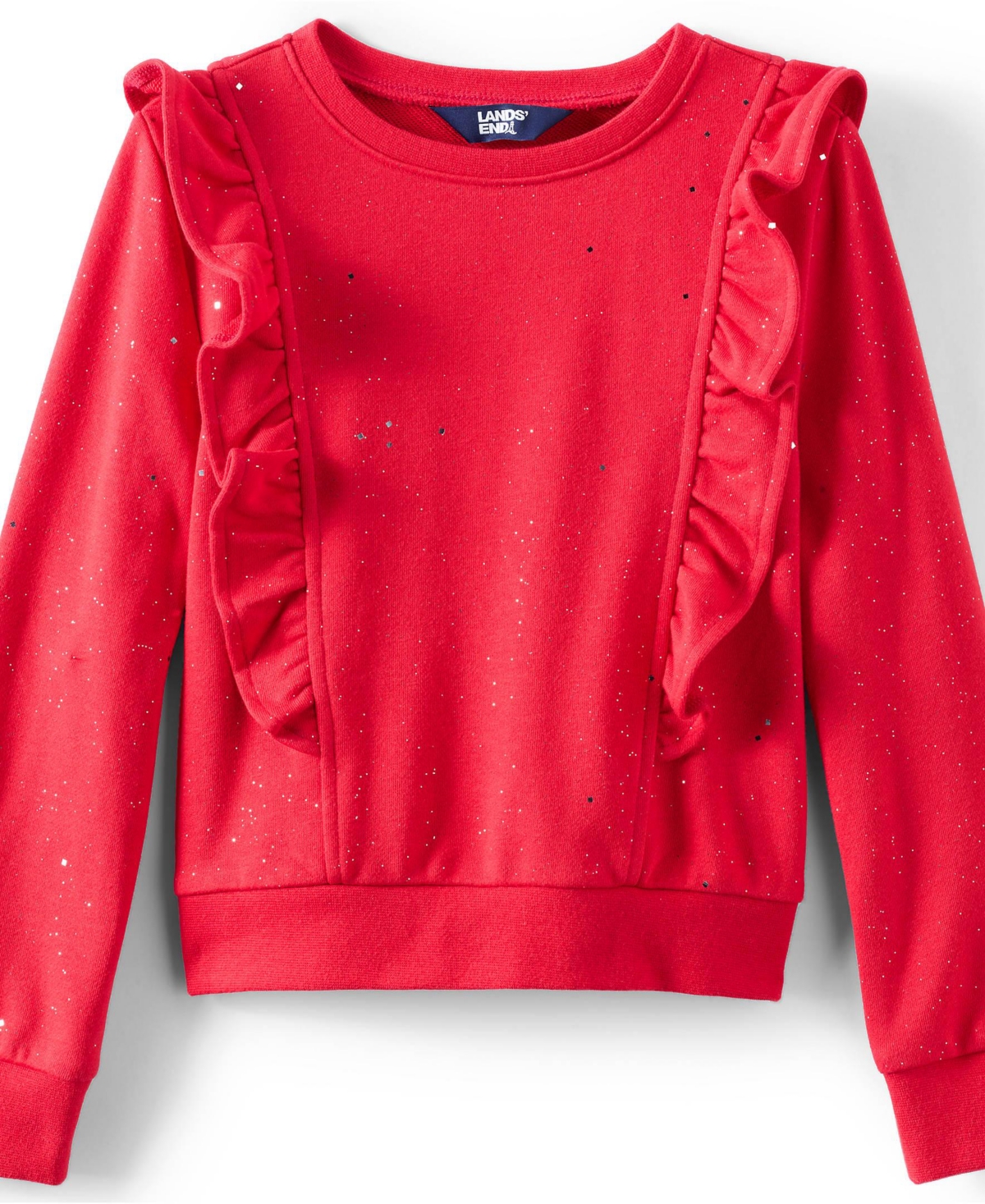 Lands' End Girls Long Sleeve Cozy Ruffle Sweatshirt Top