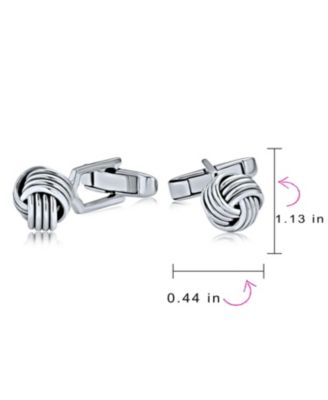 Twist Love Knot Woven Braided Cable Ball Shirt Cufflinks Executive Groom Gift .925 Sterling Silver Hinge Bullet Back
