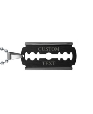 Hip Hop Biker Jewelry Large Razor Blade Dog Tag Pendant Necklace Black Silver Gold Tone Stainless Steel 20 Inch Ball Chain