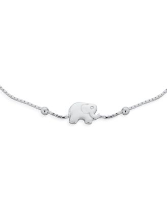 Delicate ZOO Animal Lucky Station Ball Beads Spacers Multi Charm Elephant Bracelet .925 Sterling Silver 7.5 Inch