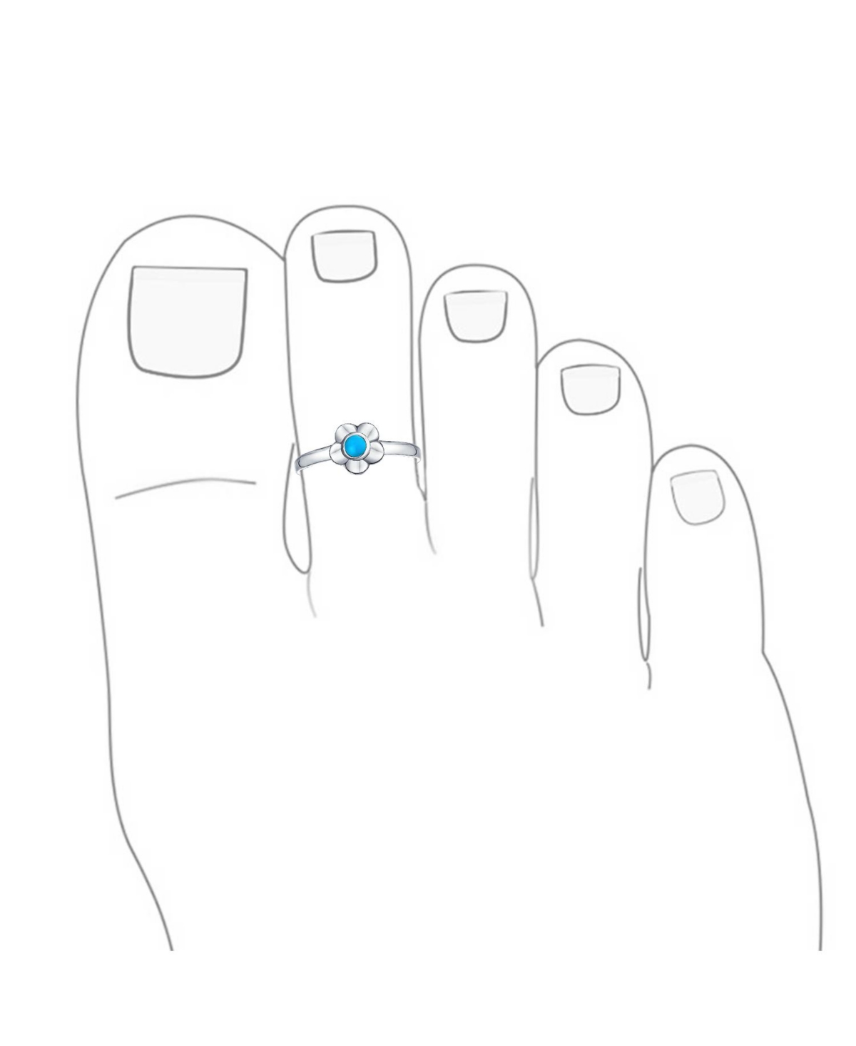 Bling Jewelry Sun FlowerStabilized Turquoise Midi Thin Band Toe Ring Western Jewelry For Women .925 Silver Sterling Adjustable - Blue