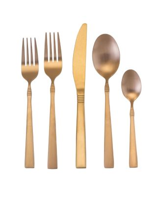 Cravat 20 Piece Flatware Utensil Set, Stainless Steel Silverware Metal Service for 4 in Matte Black