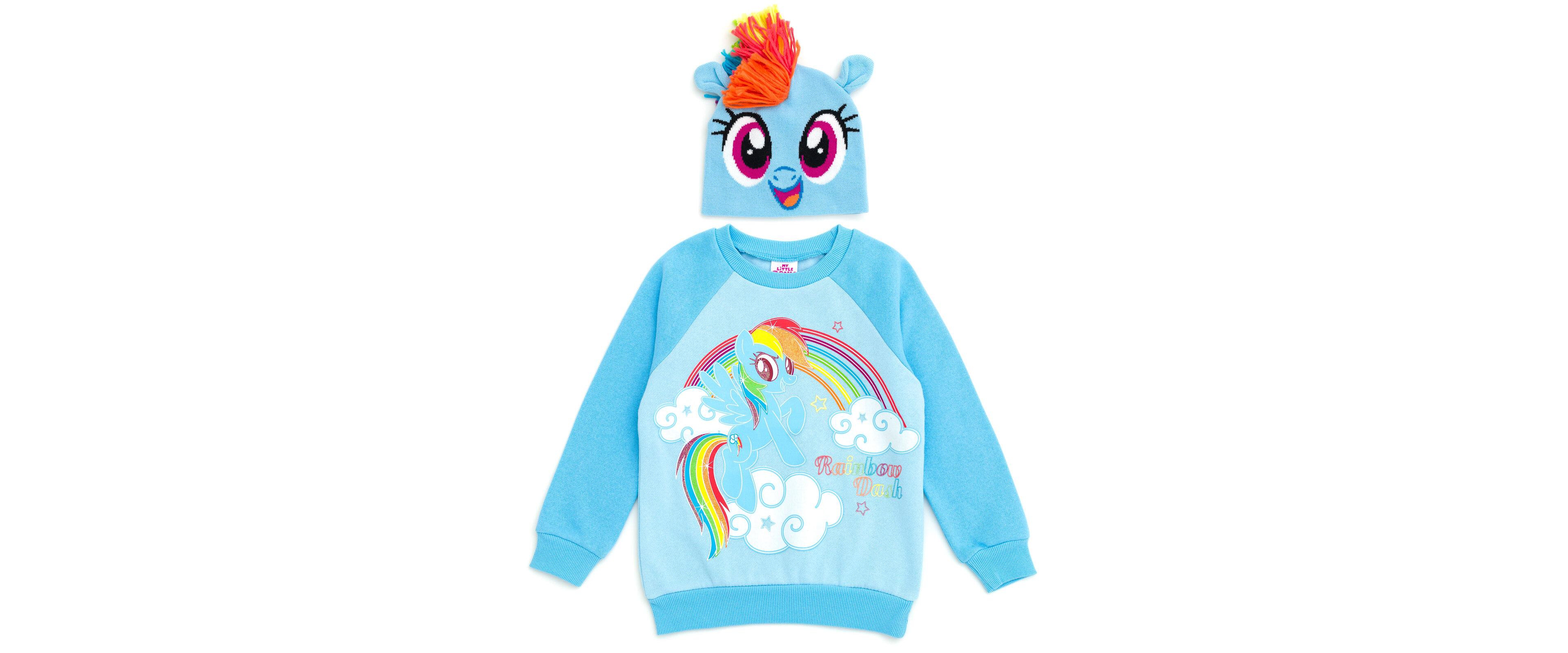 My Little Pony Toddler Girls Rainbow Dash Pullover Fleece Sweatshirt and Cosplay Hat