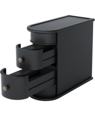 End Table with 2 Drawers, Sofa Side Table with Storage, No Assembly Required, Closed Back, Slim Nightstand Vintage Wood Bedside Table