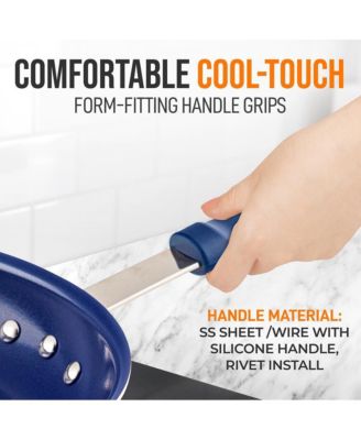 12'' Large Fry Pan with Lid - Non-stick Pan with Silicone Handle, Ceramic Coating Inside