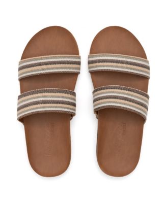 WOMEN S ZENSOLE VISTAS FAUX LEATHER DOUBLE STRAP SLIDE SANDALS