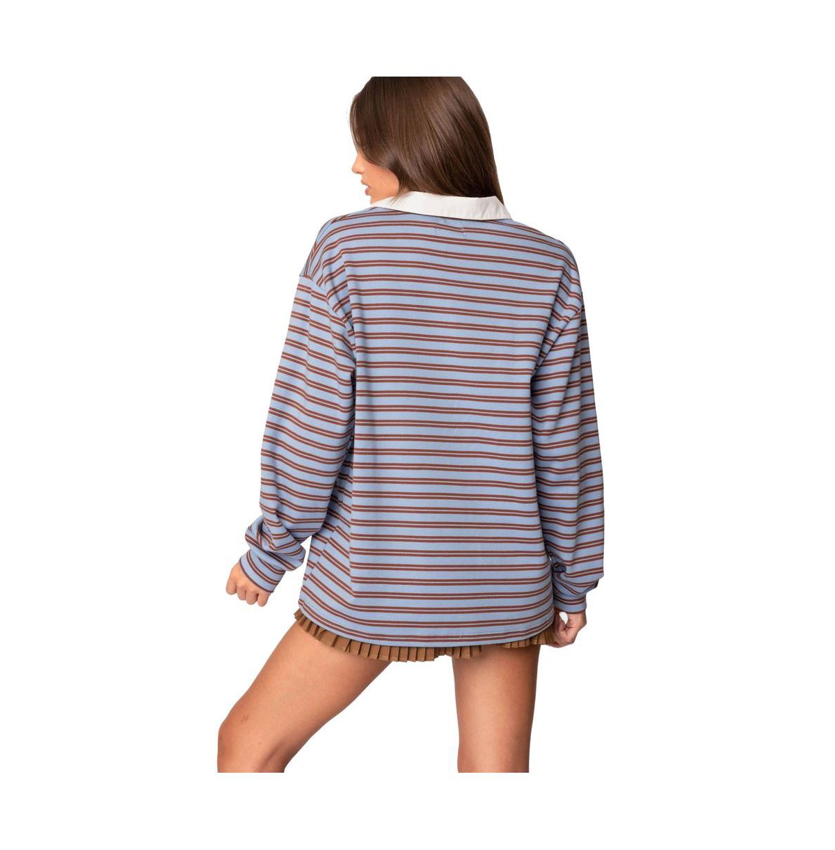 Edikted Women's Stripey Oversized Collared Shirt