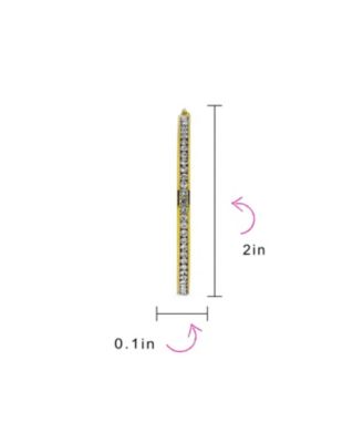 Round Channel Set CZ Hoop Earrings Silver Gold Tone Black Stainless Steel 2" Diameter