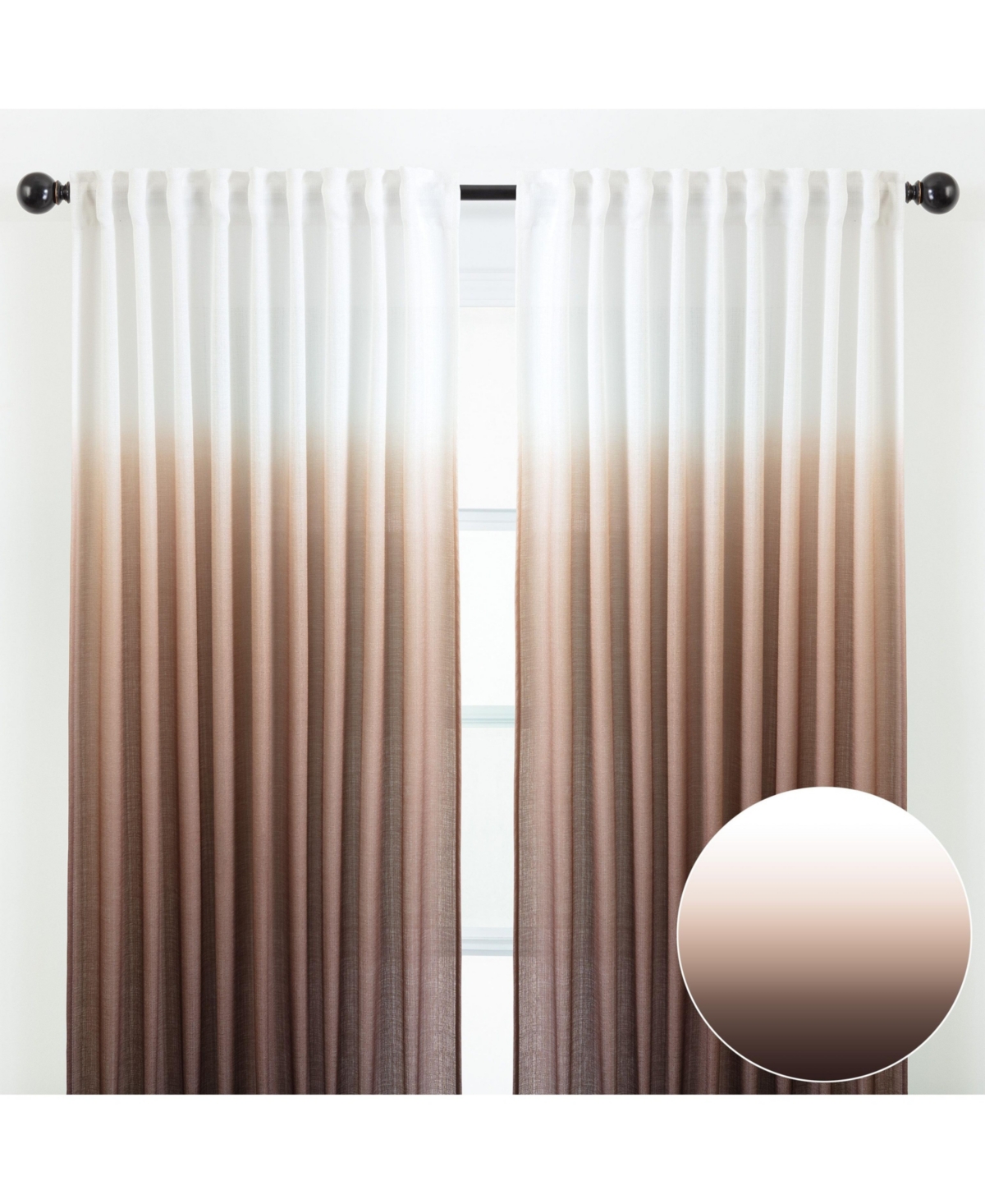 Premium 2-Panel Gradient Ombre Faux Belgian Flax Semi Sheer Curtains - for Windows Living Room Bedroom Patio - Partial See Through Drapes for