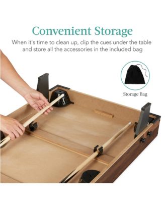 40in Tabletop Billiard Table, Pool Arcade Game Table w/ 2 Cue Sticks, Ball Set, Storage Bag