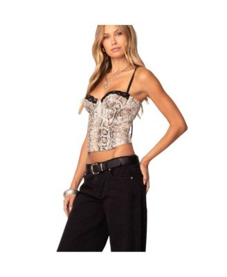 Womens Snakeskin Denim Corset