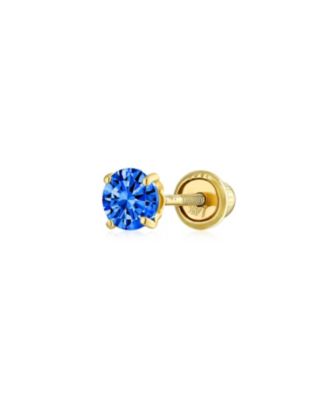 Minimalist Tiny Cubic Zirconia AAA CZ 4-Prong Helix Cartilage Ear Lobe Piercing Daith Round Solitaire 14K Gold 1 Piece Stud Earring For Women Screw Back 3MM 4MM