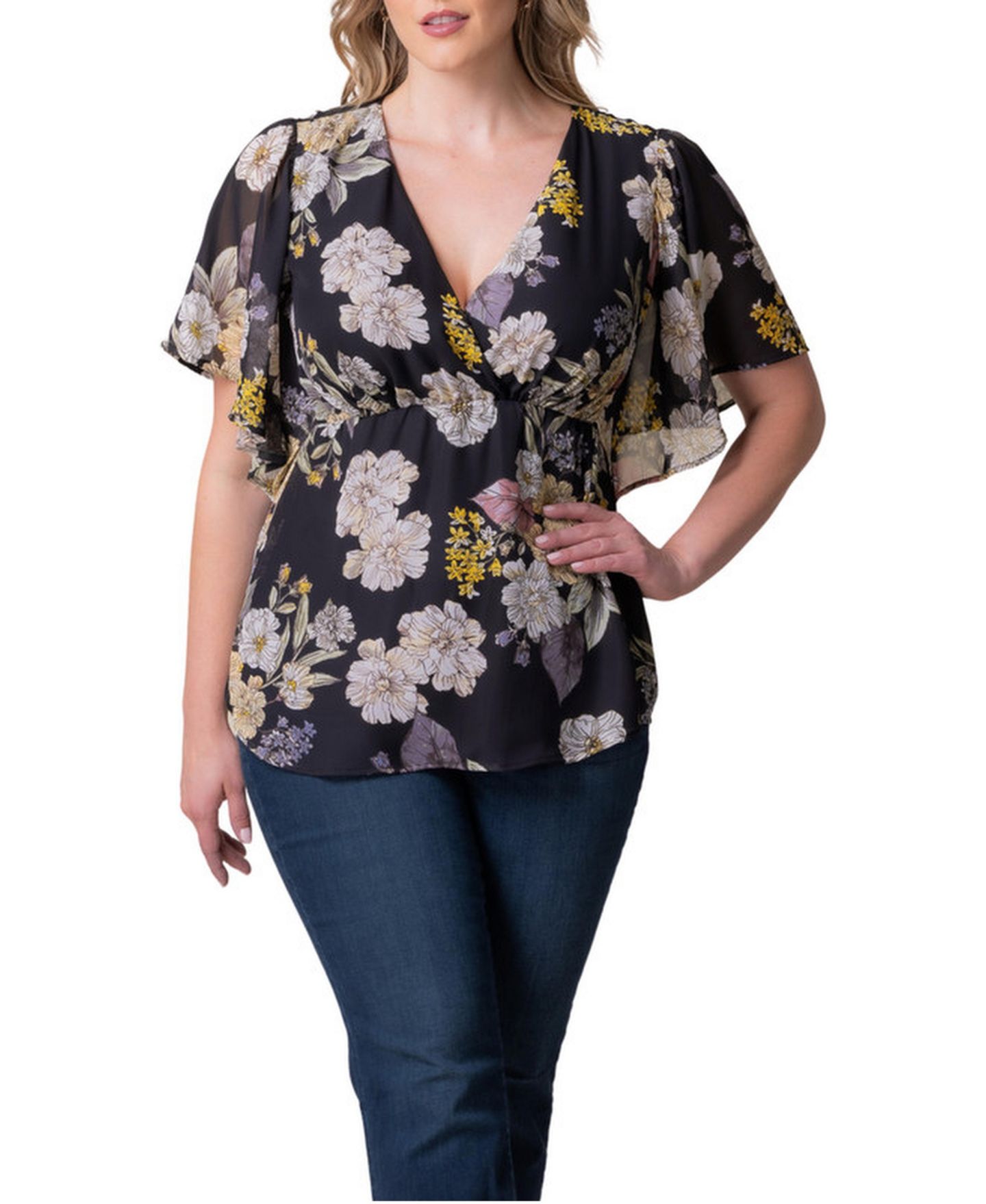 Женский топ Kiyonna Plus Size Seaside Serenade, цвет: Пионовый с принтом — фото 1