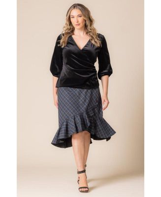 Plus Size Odette Velvet Faux Wrap Top