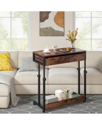 Portable Desk with Drawers, Mobile Laptop Desk with Wheels, Couch Desk Sofa Side Table Bed Desk, Small Standing Desk for Home Office