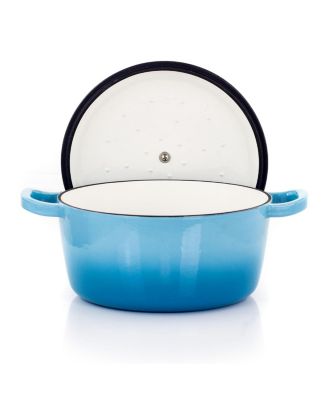 5 Quarts Round Enameled Cast Iron Casserole with Lid in Blue