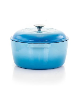 5 Quarts Round Enameled Cast Iron Casserole with Lid in Blue