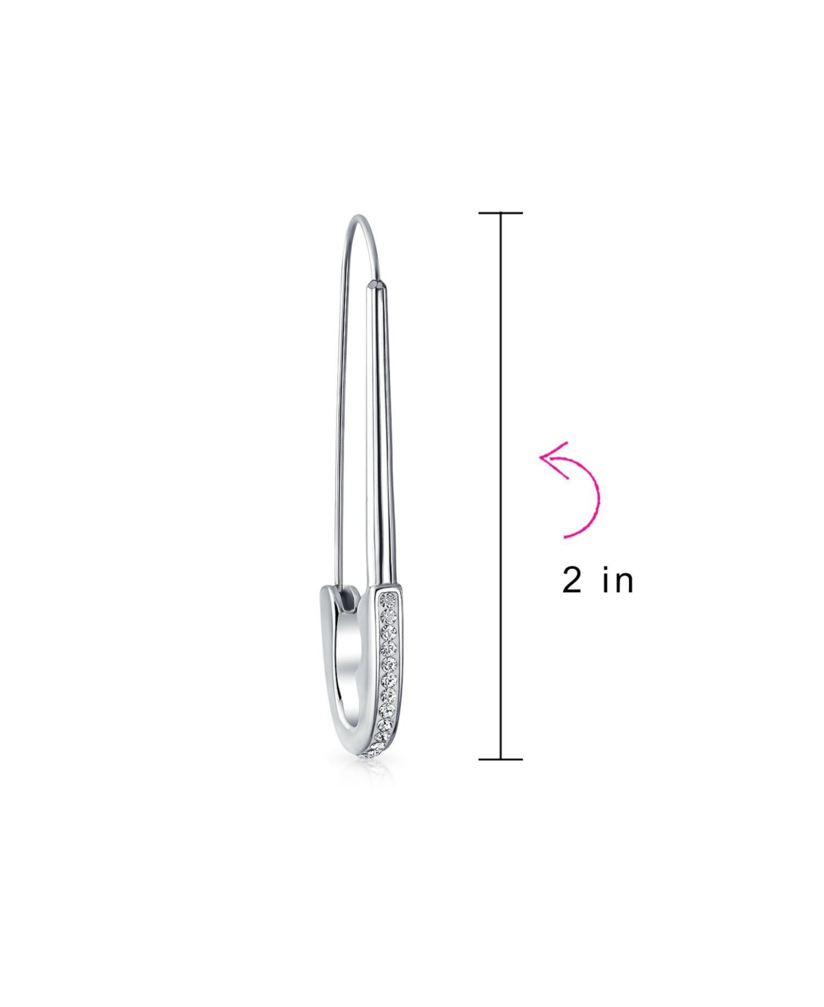 Bling Jewelry Safety Pin Symbol Support For displaced people Threader Earrings Crystal Accent Silver Tone Surgical Steel Add Charms