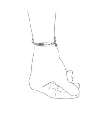 Penicillin Medical Identification ID Bracelet Miami Cuban Link Chain Stainless Steel 7.5 Inch