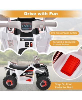 Kids Electric Ride On ATV Toy 6V Battery Powered Electric Vehicle Toy w/ Direction Control Rose Red