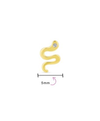 Minimalist Tiny Mini 14K Yellow Gold Garden Reptile Serpent Snake Cartilage Ear Stud Earring For Women Safety Clutch Screw back Lobe Piercing 1 Piece