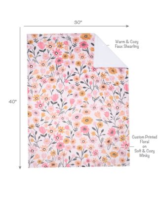 Little Garden Soft Luxurious Pink Floral Warm Fleece Baby Blanket