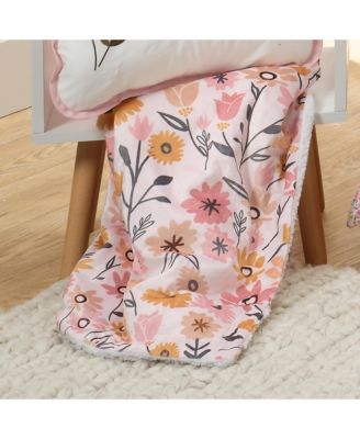 Little Garden Soft Luxurious Pink Floral Warm Fleece Baby Blanket