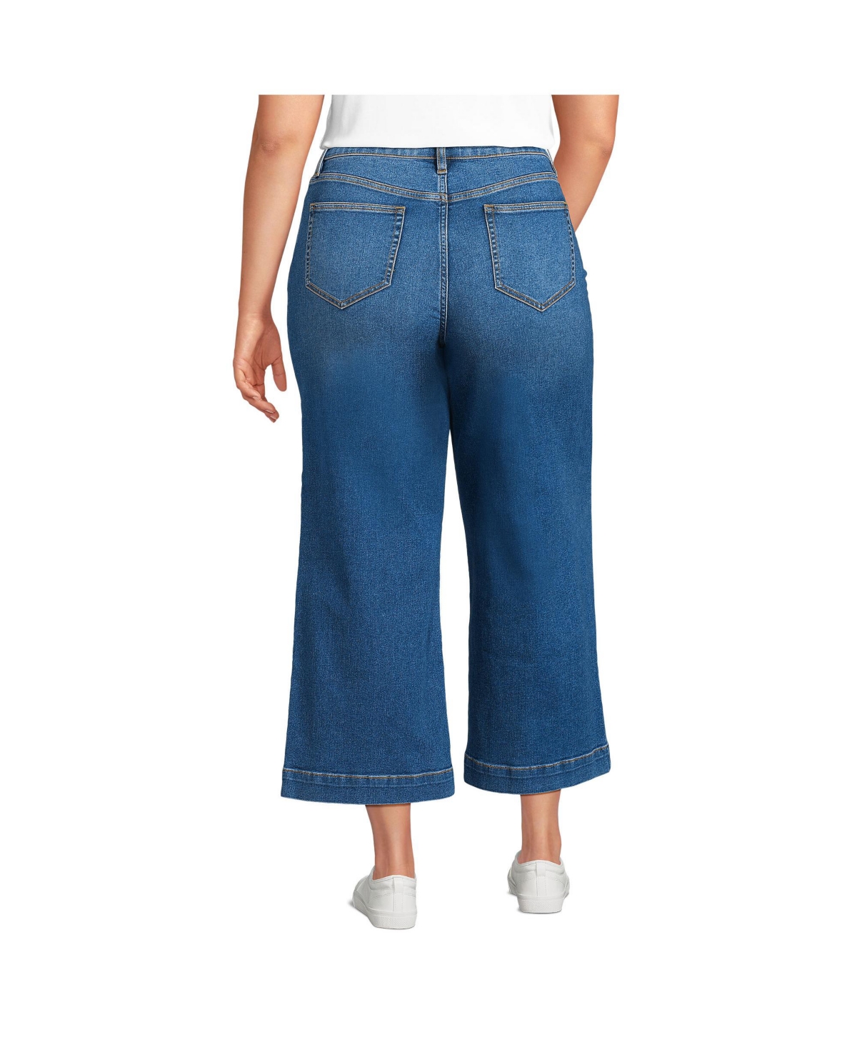 Lands' End Women's Recover Denim High Rise Wide Leg Crop Jeans