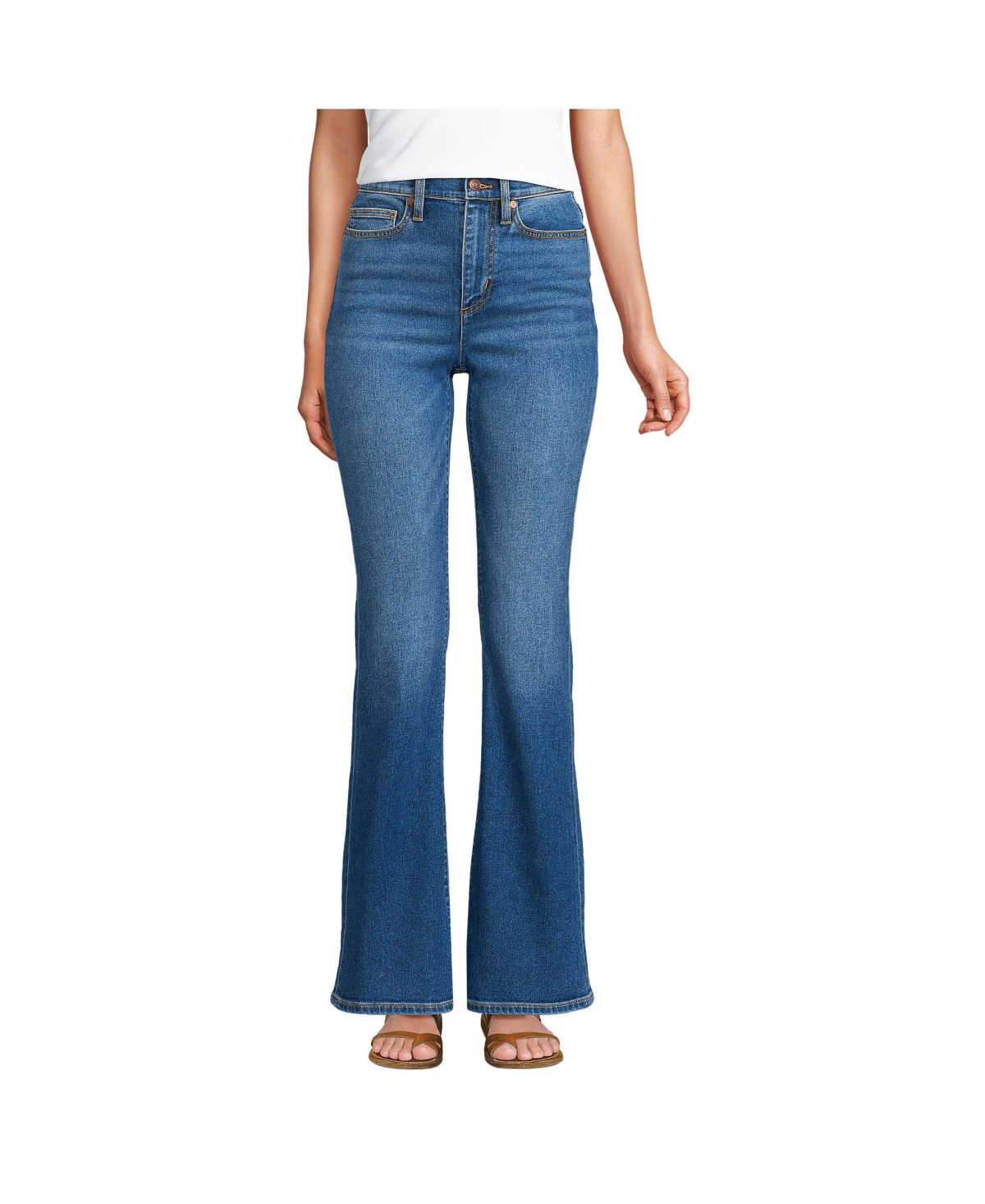 Petite Recover Denim High Rise Skinny Flare Jeans - River rinse