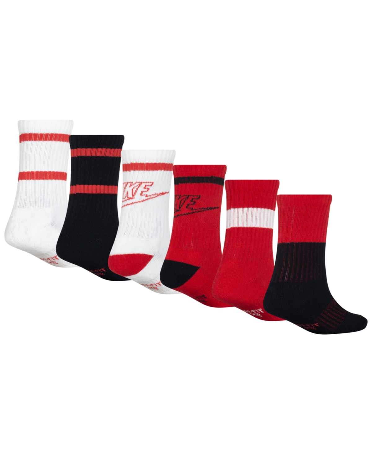Nike Little Kids 6-pack Retro Crew Socks In University Red