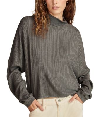 Lucky Brand - Women's Cloud Ribbed Knit Mock Neck Top