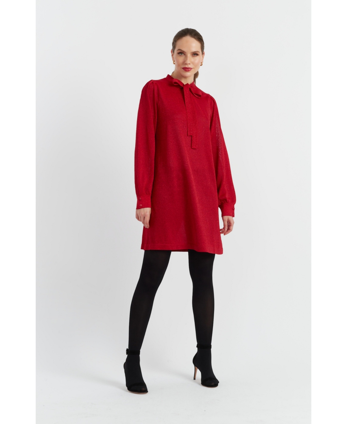 Chinti and Parker Women's Chinti & Parker Lurex Bow Dress with Tie Neck