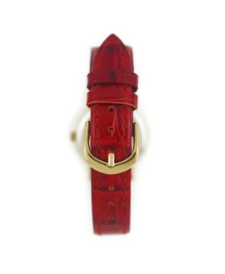 Women's 26mm Sun-Moon Phase Gold Watch with Brown Leather Strap