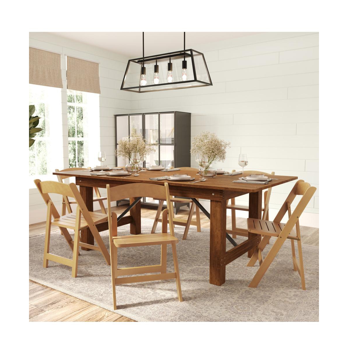 Merrick Lane Nathan Set Of 4 Solid Wood Dining Chairs With Foldable Design And Elegant Finish