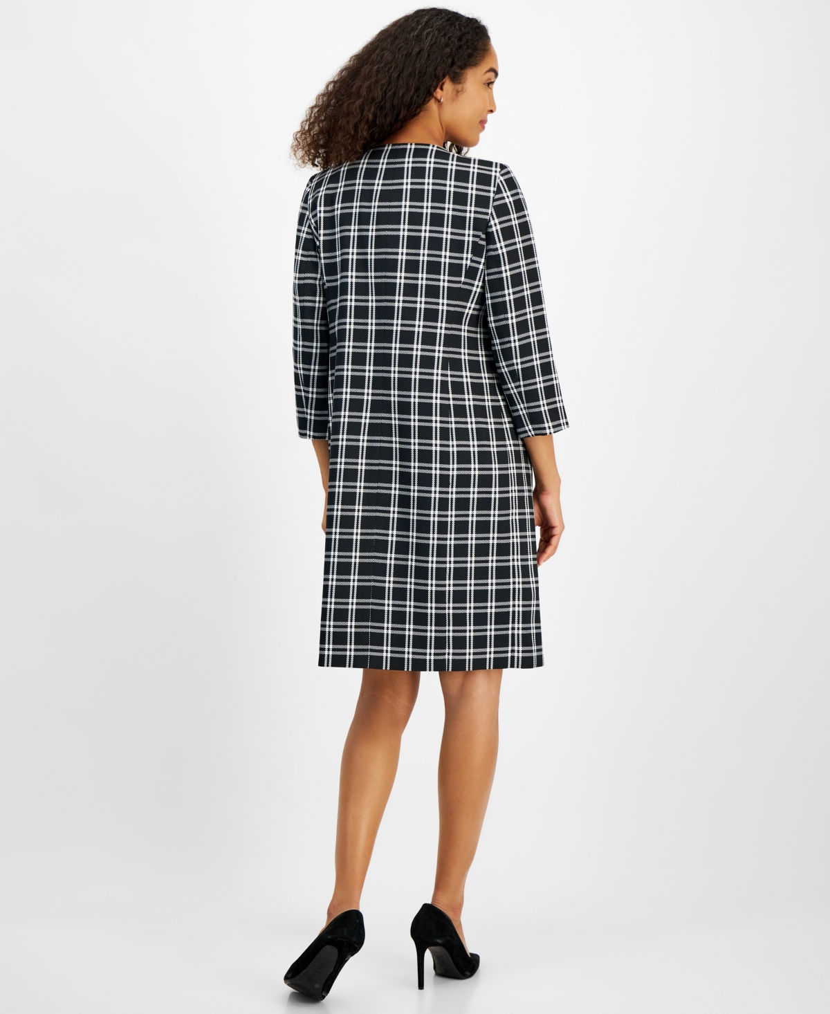 Le Suit Women's 3/4-sleeve Topper Jacket & Sheath Dress Regular & Petite Sizes In Black,vanilla Ice