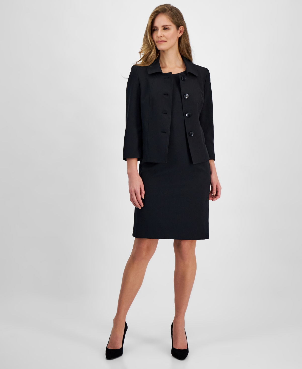 Le Suit Women's Seamed Dress Suit, Regular & Petite In Black