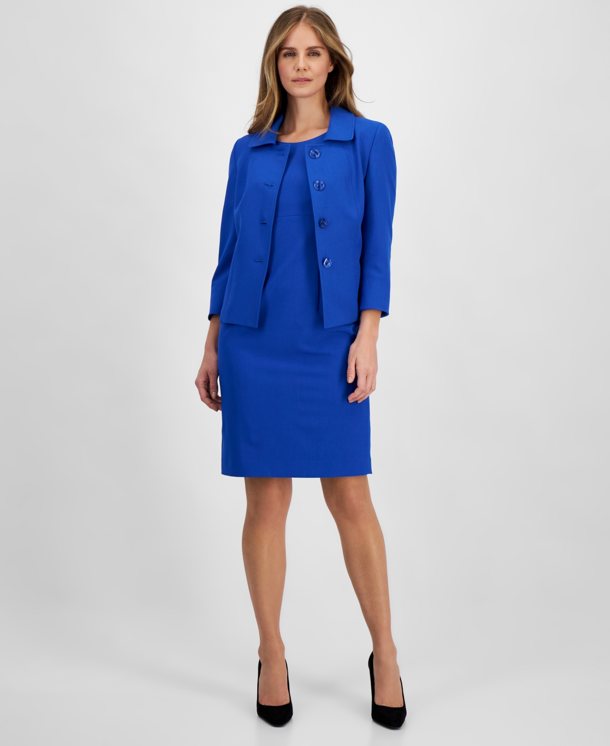 Le Suit Women's Seamed Dress Suit, Regular & Petite In Blue