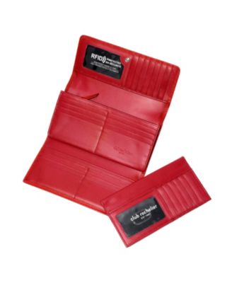 Ladies Leather Clutch Wallet with Checkbook and Gusset